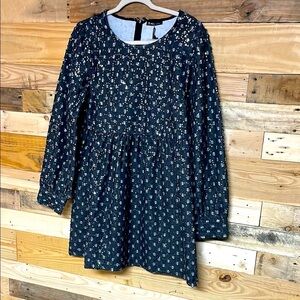 Very J Size L Elegant Silver Sparkle And Sequins Black Denim Long Sleeve Dress